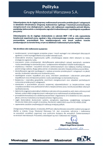 Polityka Grupy Mostostal Warszawa 